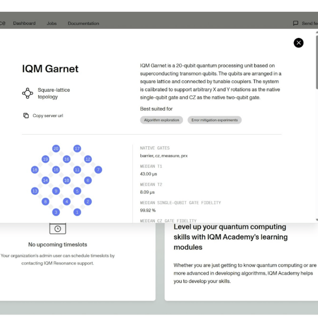 A photo of the IQM Garnet part of the IQM Resonance software package, a quantum computing platform used for computing research.